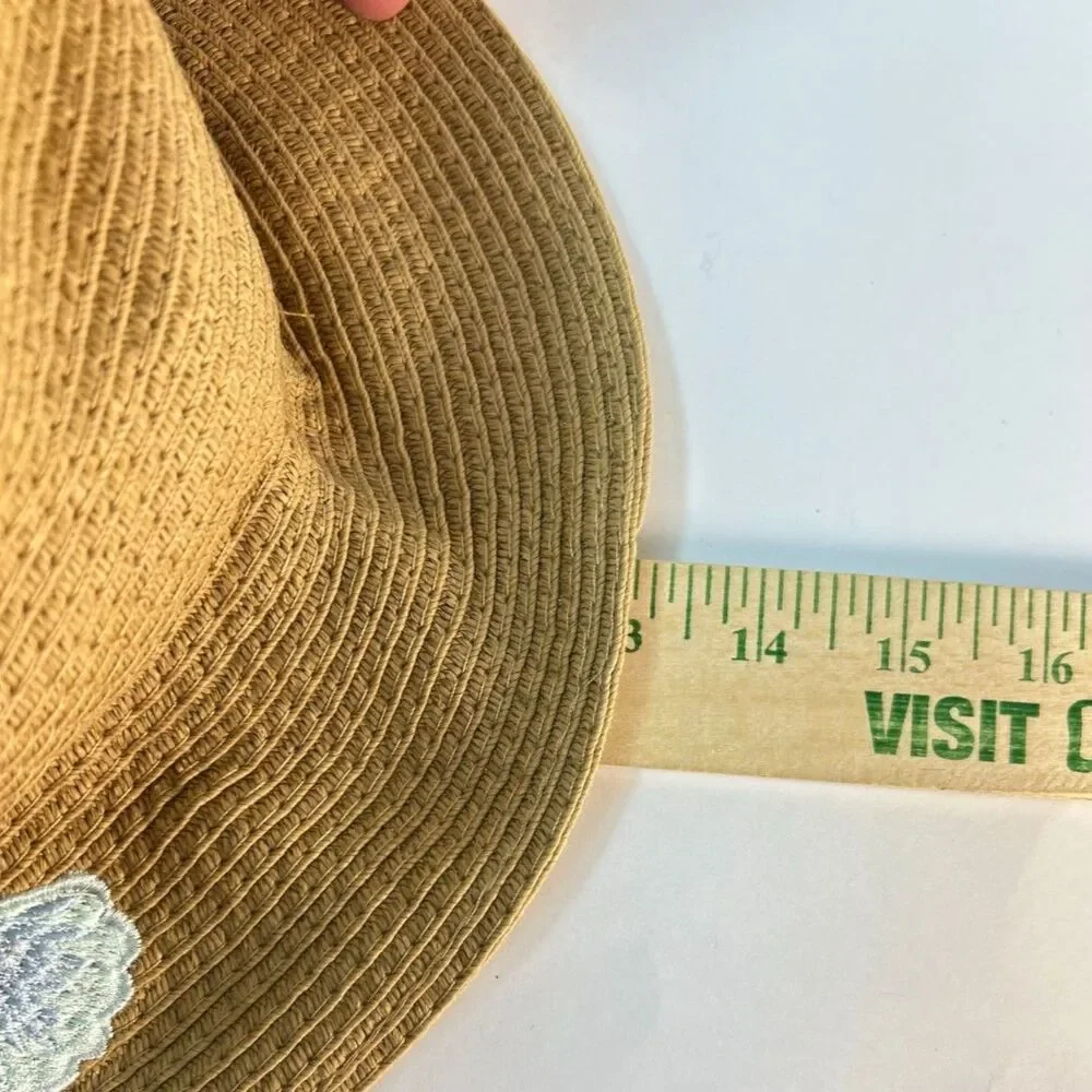 Steve Madden NWOT Women's Tan Sea Shell Embroidered Packable Sun Hat